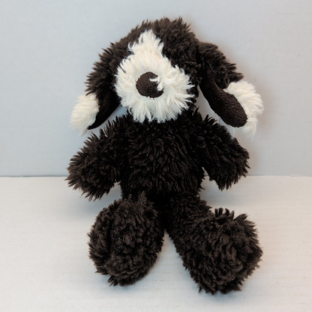 Pottery Barn Kids Sherpa Dog Puppy Plush Brown White Face 2016 10" Chocolate